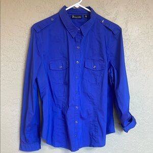 New York & Company Vibrant Blue Shirt